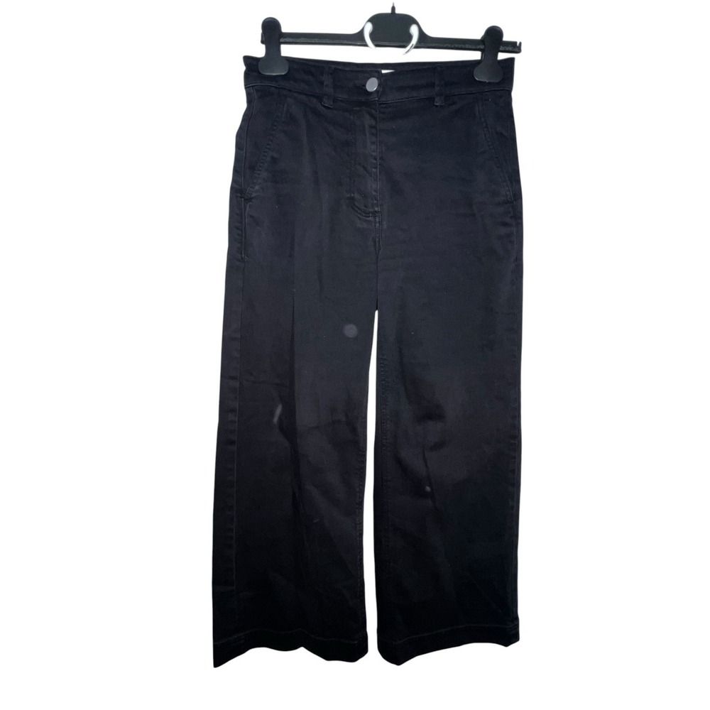 Everlane Women Black Wide Leg Chino Pants Size 2 Cotton High Rise Preppy Boho